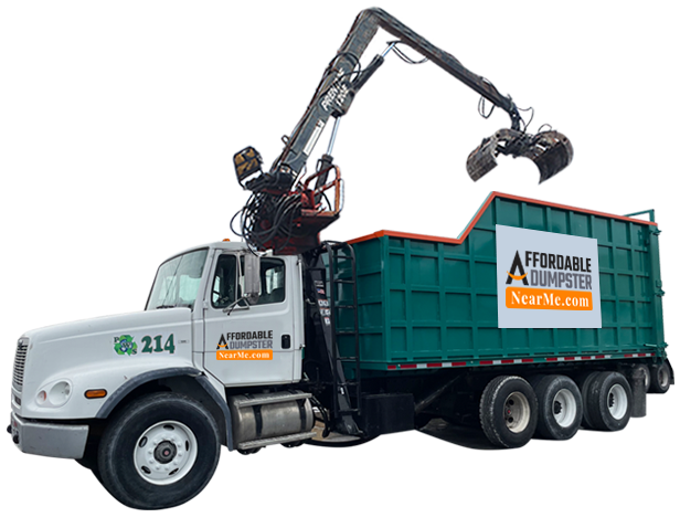 Grapple truck at a construction site